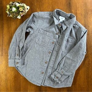 Boys Gray Midweight Long Sleeve Button-Up | Size S (6–7) | Old Navy